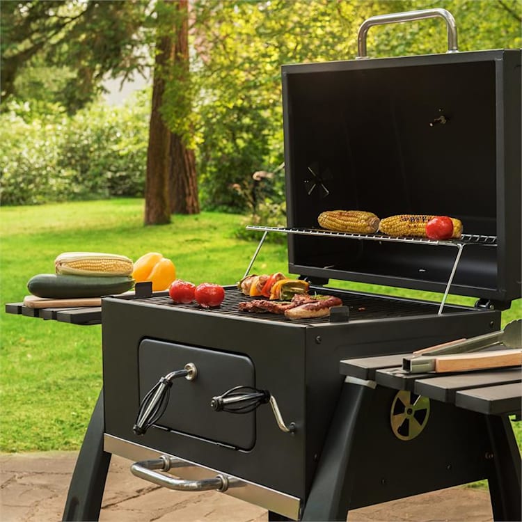 Bigfoot Holzkohlegrill Smoker BBQ-Grill 55 x 40 cm Stahl schwarz