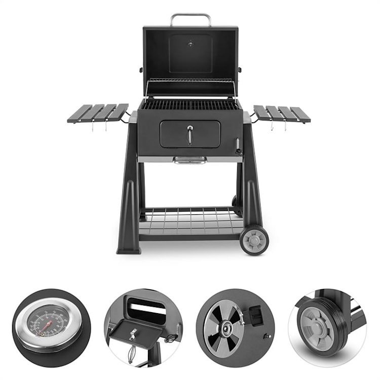 Bigfoot Holzkohlegrill Smoker BBQ-Grill 55 x 40 cm Stahl schwarz