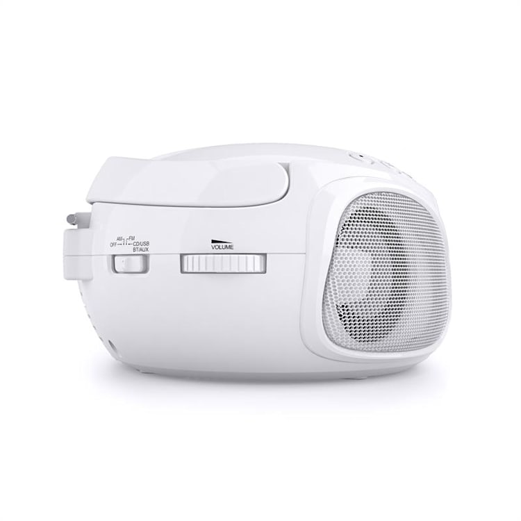 Roadie CD Boombox FM-radio lichtshow cd-speler Bluetooth 5.0 Wit