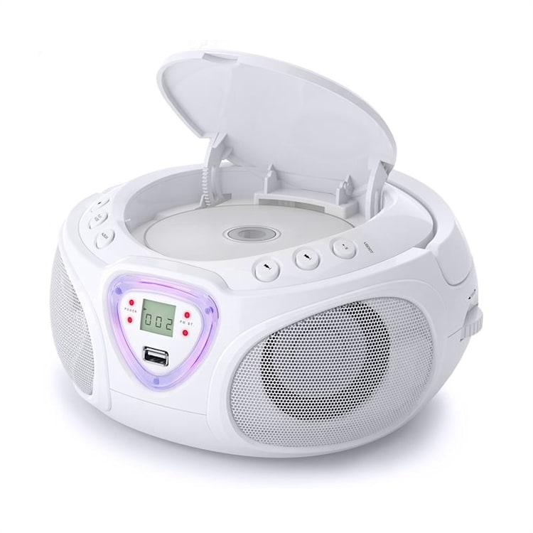 Roadie CD Boombox radio VHF espectáculo de luces reproductor de CD Bluetooth 5.0 Blanco