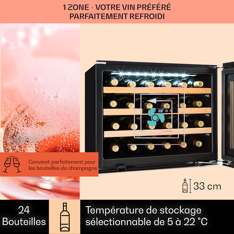 Vinsider 24 Réfrigérateur à vin encastrable Uno 24 Bouteilles 57 Litres Argent