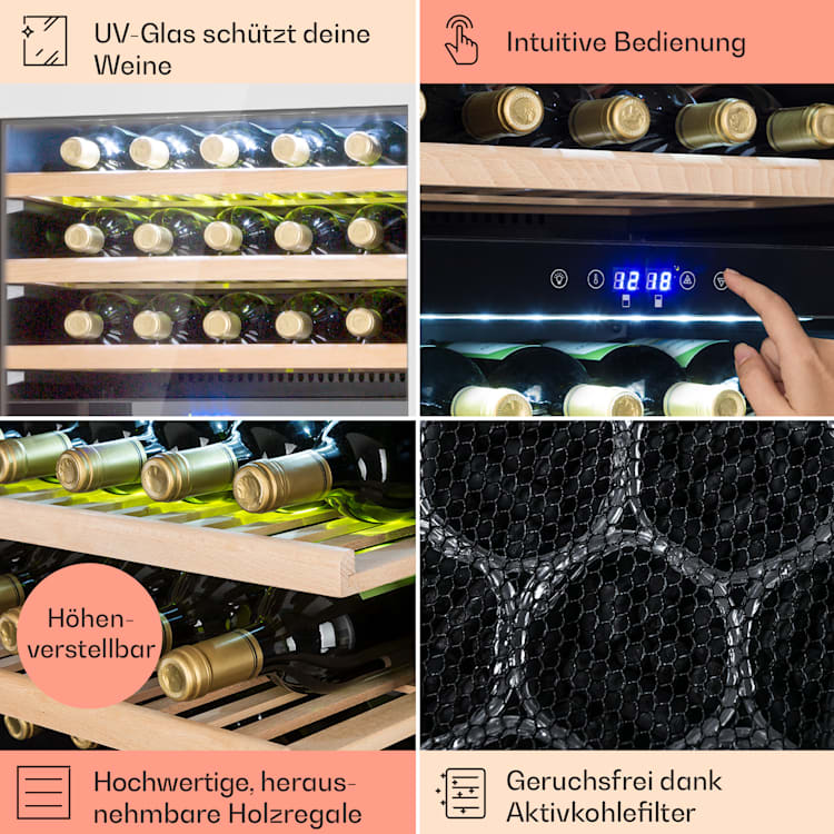 Vinsider 35D Einbau-Weinkühlschrank 35 Flaschen | 2 Kühlzonen | Edelstahl