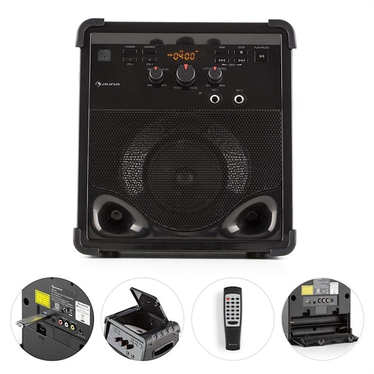 RockStage karaoke-installatie Bluetooth CD+G USB MP3 op batterijen 2 x microfoon