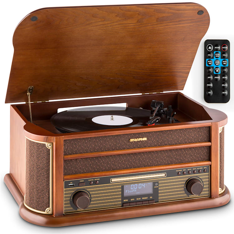 Belle Epoque 1908 DAB Retro-Stereoanlage Plattenspieler DAB+  CD-Player / DAB-Radio | Kirschbaumholz