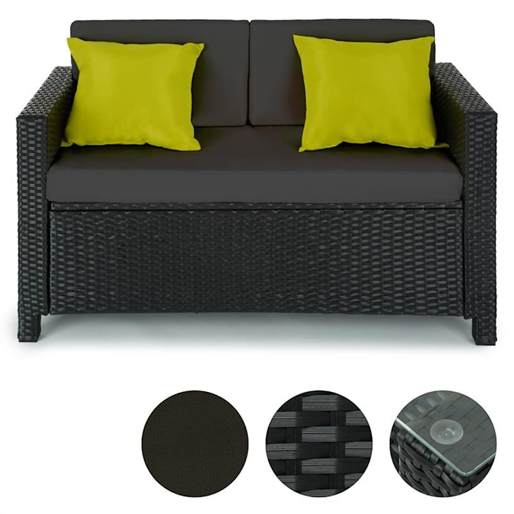 Verona Salottino Da Giardino 4 Pezzi Nero/Grigio/Verde Nero/grigio/verde