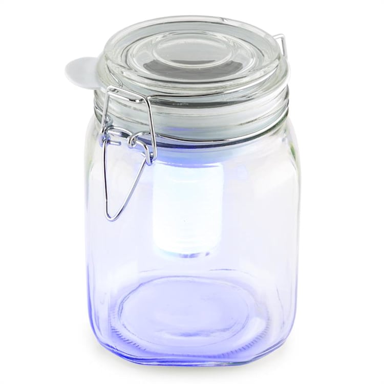 Wetterfrosch LED-Stimmungslicht gelb/blau Einweckglas Solar Akku