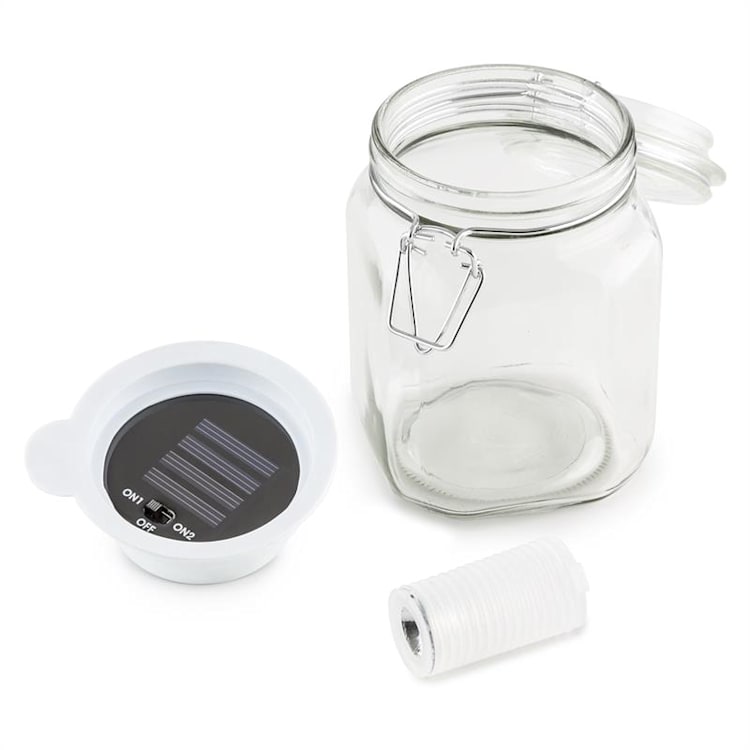 Wetterfrosch LED-Stimmungslicht gelb/blau Einweckglas Solar Akku