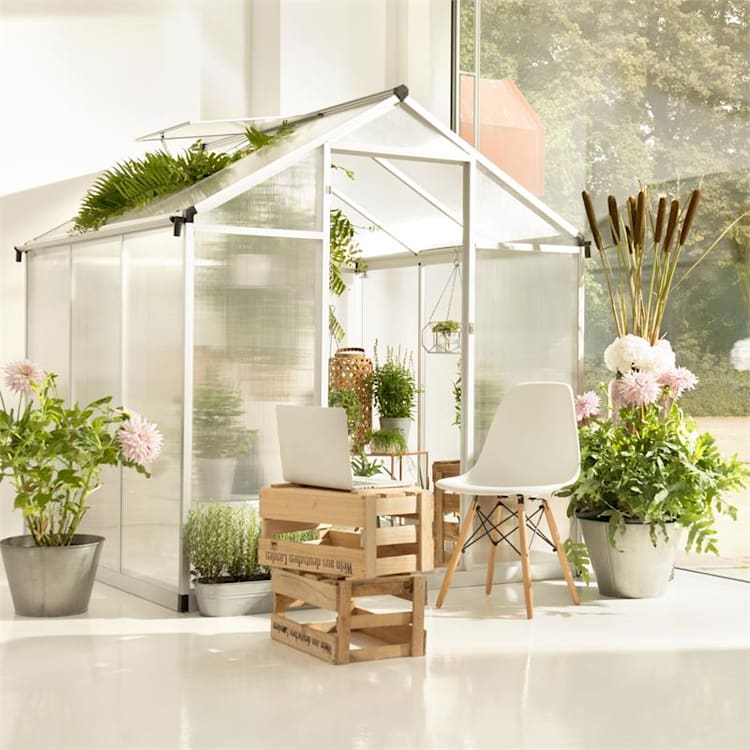 Greencastle broeikas 6,7 m3 incl. vloerframe en dakgoot 3K - 182 cm
