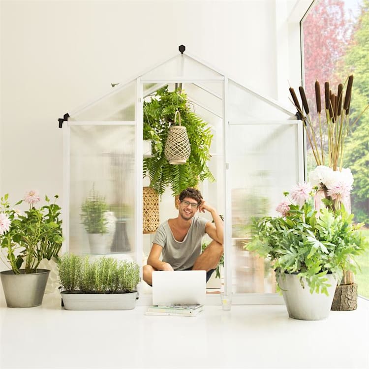 Greencastle broeikas 6,7 m3 incl. vloerframe en dakgoot 3K - 182 cm