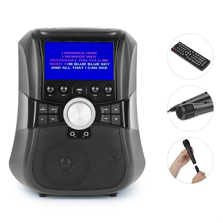 Stage Hero Karaoke-Installatie Bluetooth DVD 7" TFT 2 Microfoons accu