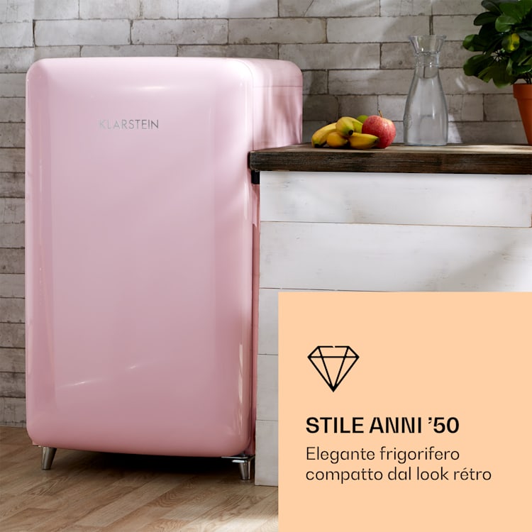 PopArt - Frigorifero rétro, 118 litri, vano freezer: 13 litri, temperatura regolabile Rosa