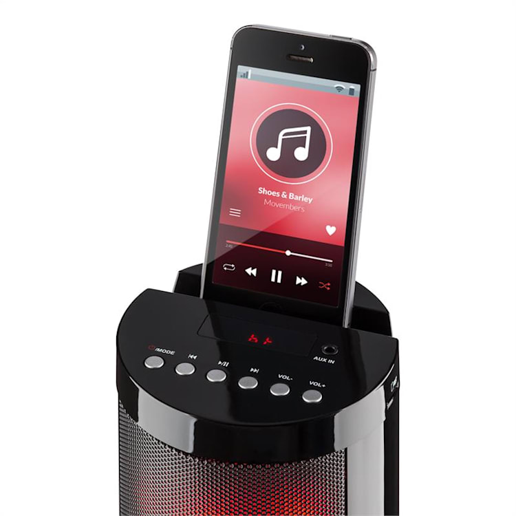 Light Up Tower Speaker Turmlautsprecher 2 x 7 W RMS BT LED USB UKW Schwarz