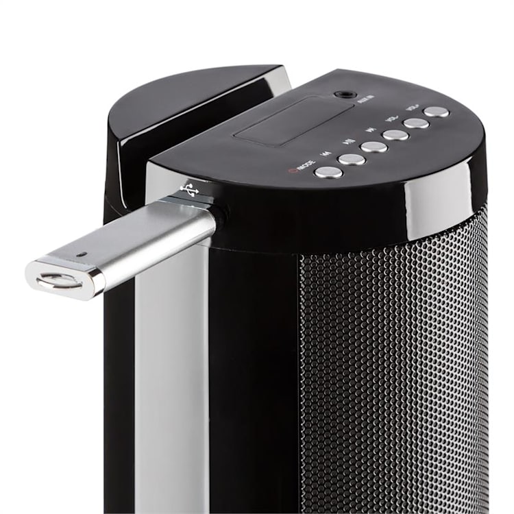 Light Up Tower Speaker Turmlautsprecher 2 x 7 W RMS BT LED USB UKW Schwarz