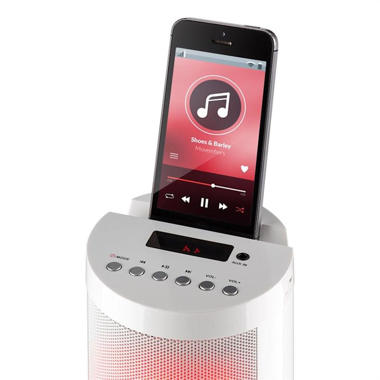 Light Up Tower Speaker 2 x 7 W (RMS) Bluetooth LED USB VHF Telecomando Bianco