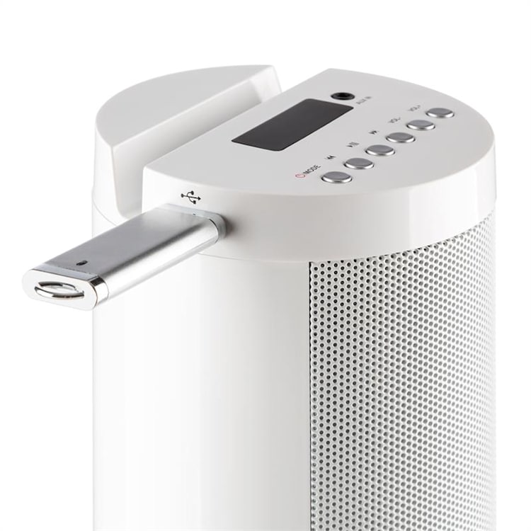Light Up Tower Speaker 2 x 7 W (RMS) Bluetooth LED USB VHF Telecomando Bianco