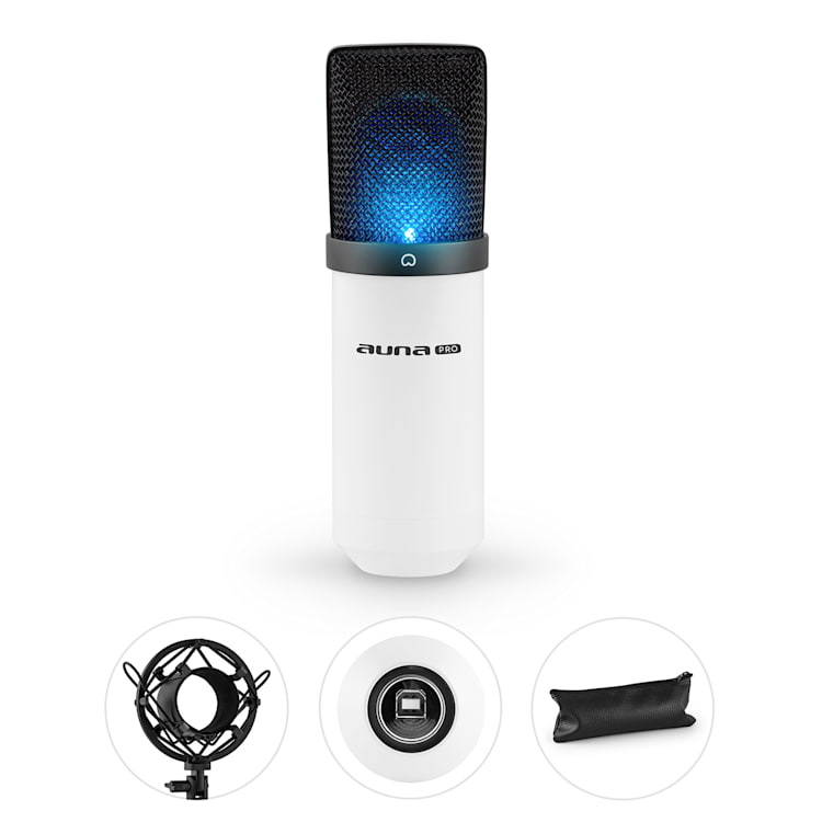 MIC-900-WH USB Condensatore Microfono Bianco Rene Studio LED Bianco | Nero