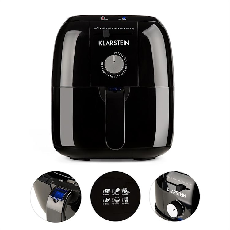 VITAIR FRIES BASIC фритюрник с топъл въздух без олио 1400W 3л черен Черно