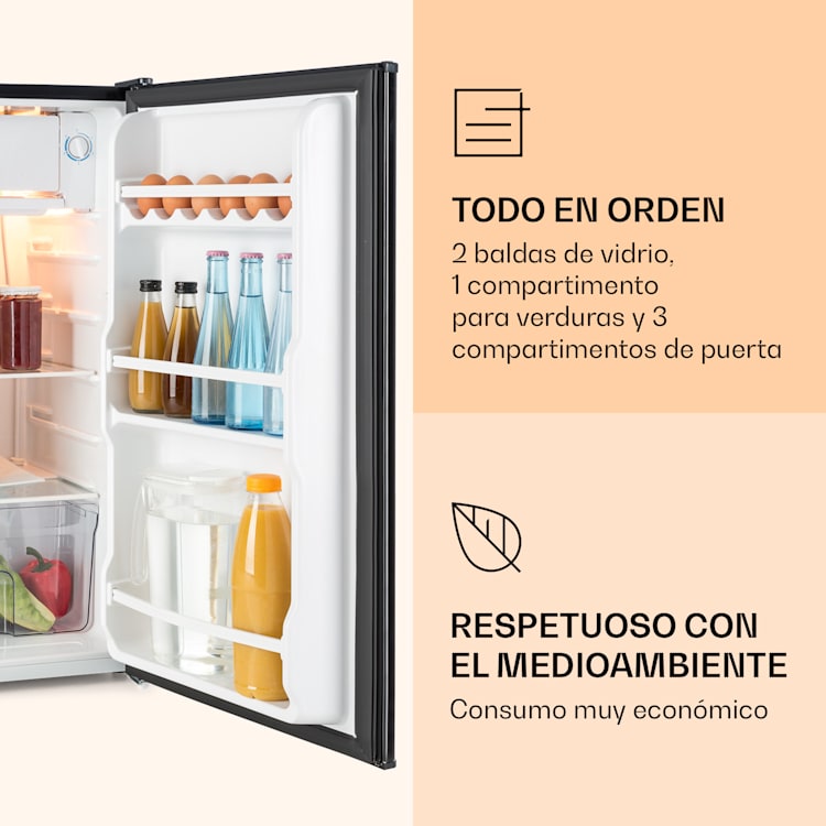 Frigorífico Alleinversorger 91 litros, 2 niveles termostato de 5 niveles para compartimento de hielo Negro