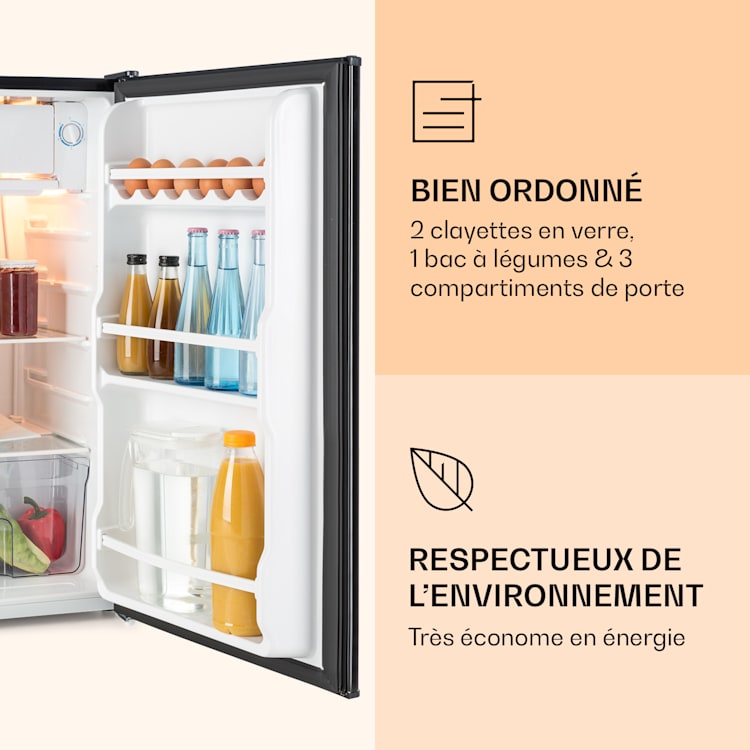 Réfrigérateur exclusif 91 litres 2 niveaux Thermostat à 5 niveaux bac à glaçons Noir