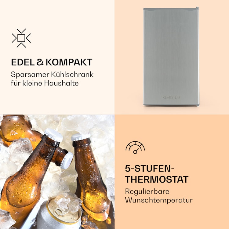 Alleinversorger Kühlschrank 91 Liter 2 Ebenen Thermostat Eisfach Silber
