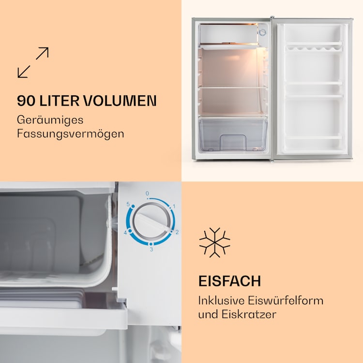 Alleinversorger Kühlschrank 91 Liter 2 Ebenen Thermostat Eisfach Silber