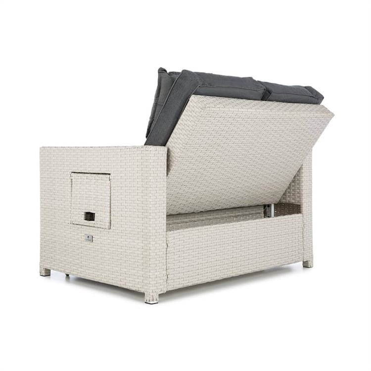 Comfortzone rotan loungebank tweezits incl. klaptafel - wit