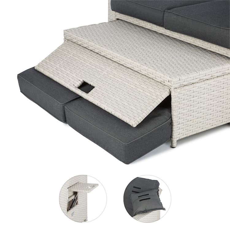 Comfortzone rotan loungebank tweezits incl. klaptafel - wit