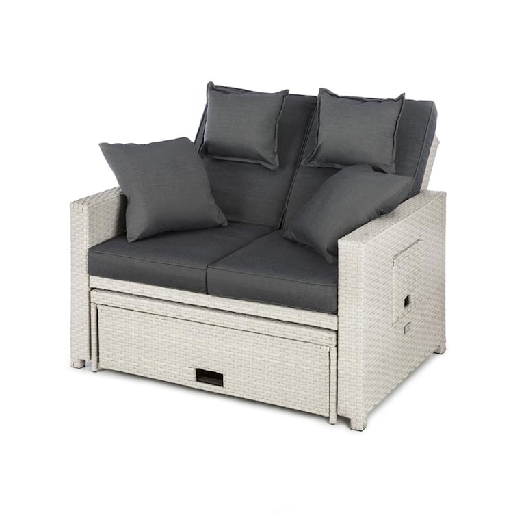 Comfortzone rotan loungebank tweezits incl. klaptafel - wit