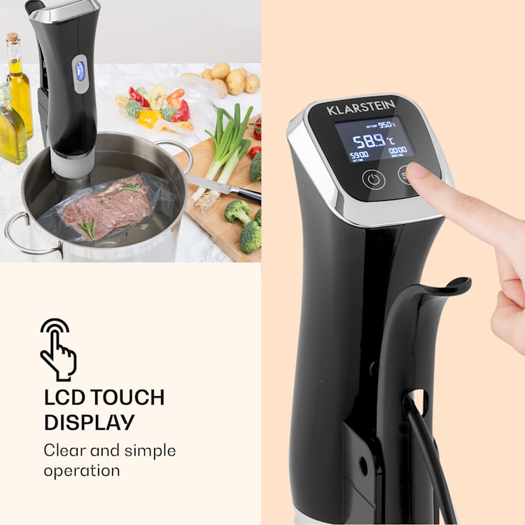 Quickstick sous vide főző, termosztát, cirkulációs pumpa, 20 l, nemesacél Fekete