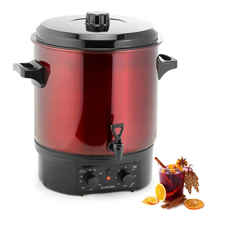 Biggie Olla pasteurizadora Acero inoxidable 27 litros 2000W Temporizador rojo Análogo | 27 Ltr | Rojo Metálico