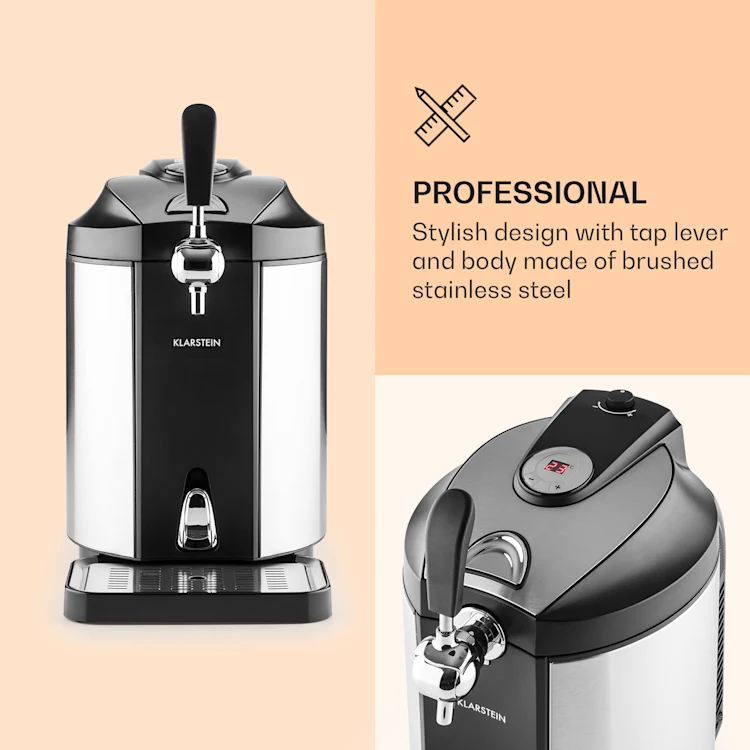 Skal Beer Dispenser Beer Cooler 5l Barrels CO2 Stainless Steel Black / Silver Metallic