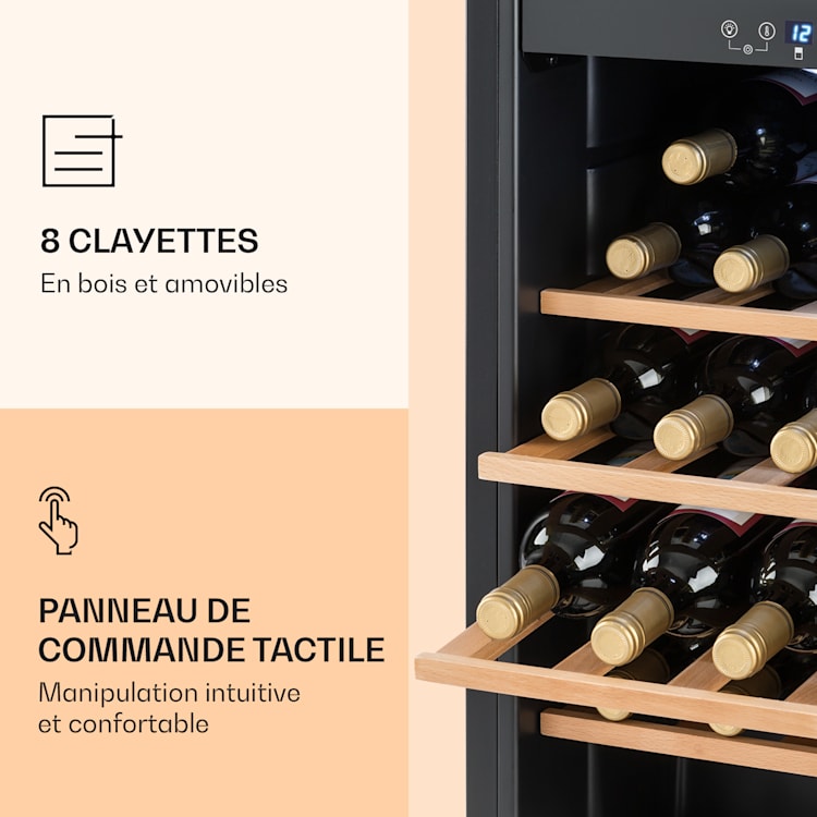 Vinamour 54 Duo cave à vin 2 zones 148 litres 54 bouteilles écran tactile 54 bouteilles | 2 zones de conservation