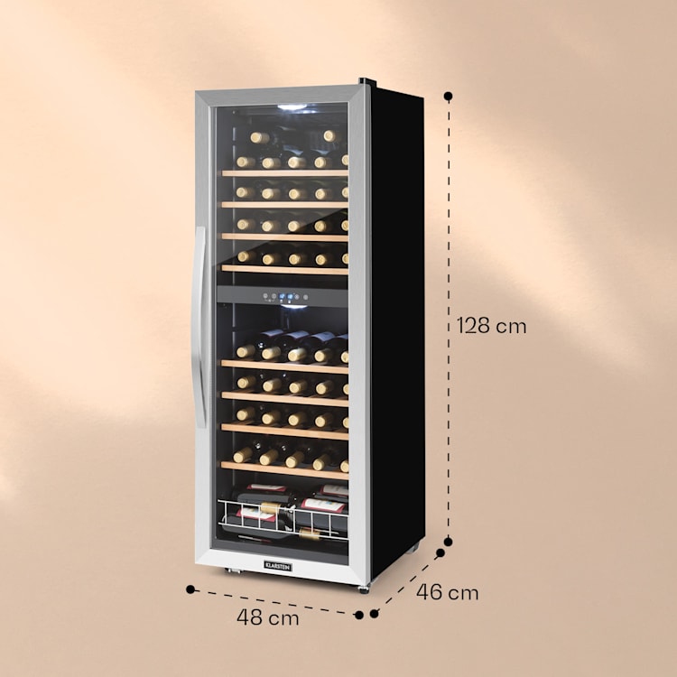 Vinamour 54 Duo cave à vin 2 zones 148 litres 54 bouteilles écran tactile 54 bouteilles | 2 zones de conservation