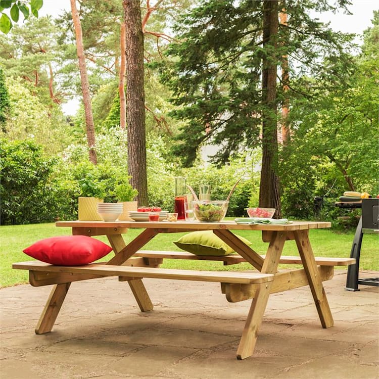 180 table pique-nique mobilier jardin table banc 32mm bois FSC