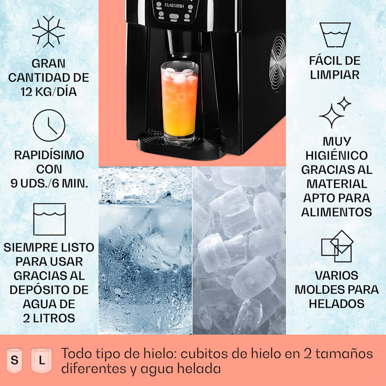 Ice Volcano 2GB Máquina de hielo LED 12kg negro Negro