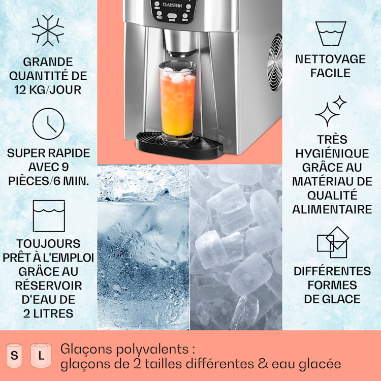 Ice Volcano 2GS Machine à glaçons LED 12kg - argent Argent
