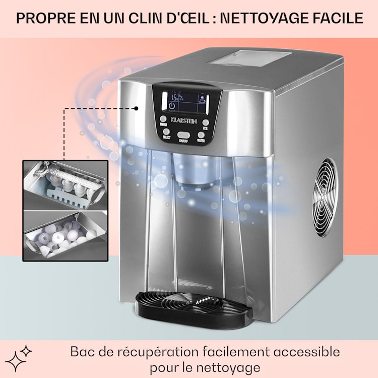 Ice Volcano 2GS Machine à glaçons LED 12kg - argent Argent