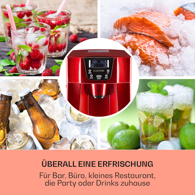 Ice Volcano 2G Eismaschine LED 12kg je 24h 2l 6-12min rot Rot
