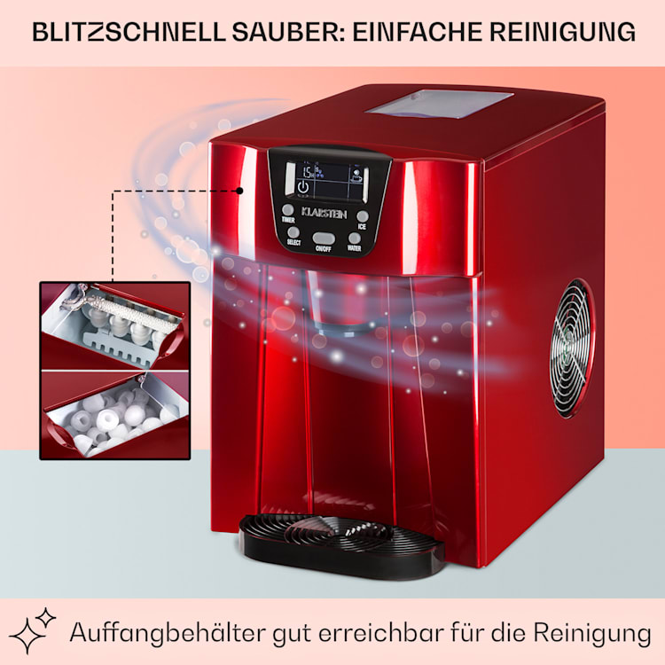 Ice Volcano 2G Eismaschine LED 12kg je 24h 2l 6-12min rot Rot