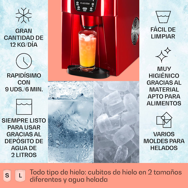 Ice Volcano 2GR Máquina de hielo 12kg/24h 2 Ltr rojo Rojo