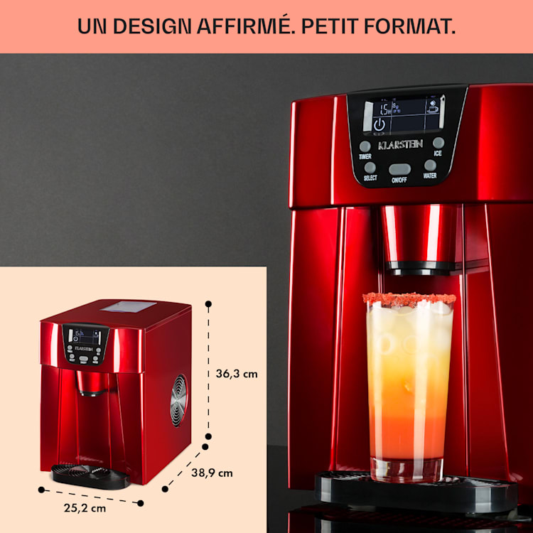 Ice Volcano 2GR Machine à glaçons 2 Ltr LED 12kg/24h - rouge Rouge