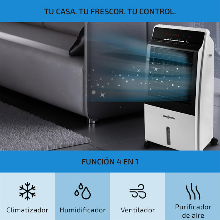CTR 1 Climatizador evaporativo 4 en 1 con ventilador 65 W Mando a distancia Portátil Blanco Heat | Blanco