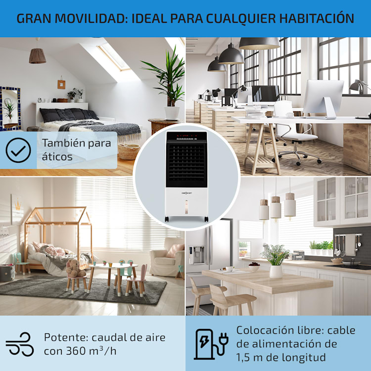 CTR 1 Climatizador evaporativo 4 en 1 con ventilador 65 W Mando a distancia Portátil Blanco Heat | Blanco