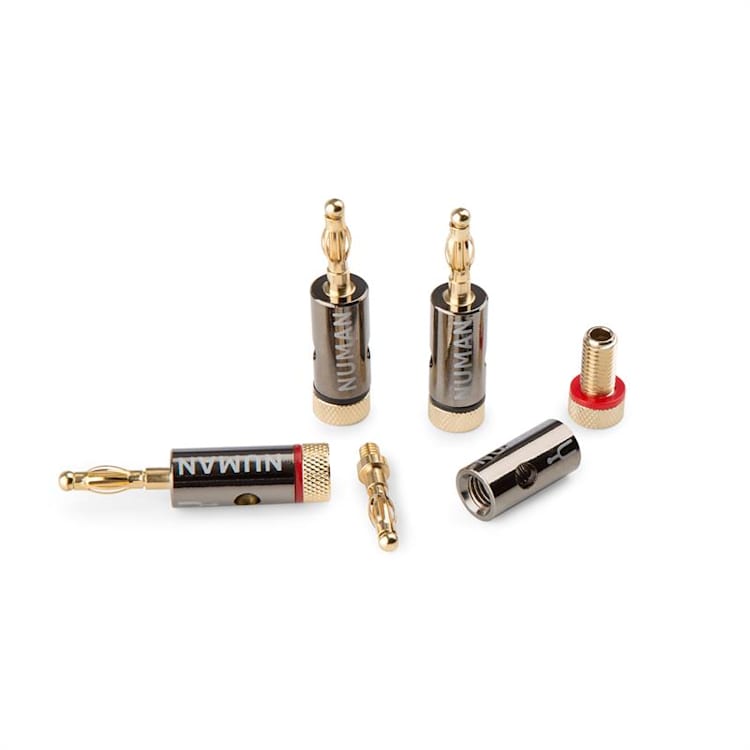 Banana Plug, prémiový banánikový konektor, pozlátený 24-karátovým zlatom, 4 mm²
