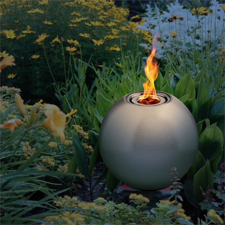 Supernova Edelstahl Feuerkugel Tischfeuer Bio-Ethanol silber