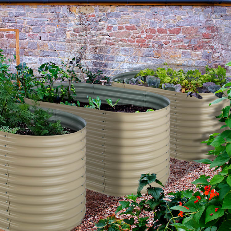 High Grow Fioriera Rialzata 1,6m Rivestimento zinco-alluminio beige 1,6 m | Sabbia