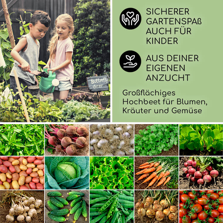 High Grow Hochbeet Gartenbeet 2,0m Zink-Alu-Beschichtung silber 2 m | Silber