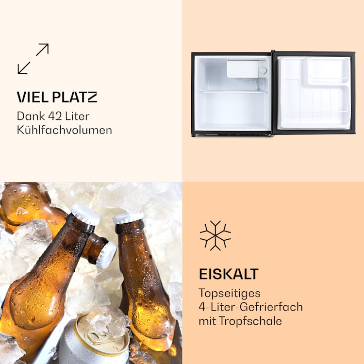 Spitzbergen Aca Kühlschrank 46 Liter 4-Liter-Gefrierfach 1 Boden 40 Ltr | Schwarz