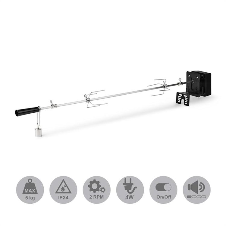 van Helsing Elektrischer Grillspieß Rotisserie Grillzubehör 4 W max. 5 kg Edelstahl