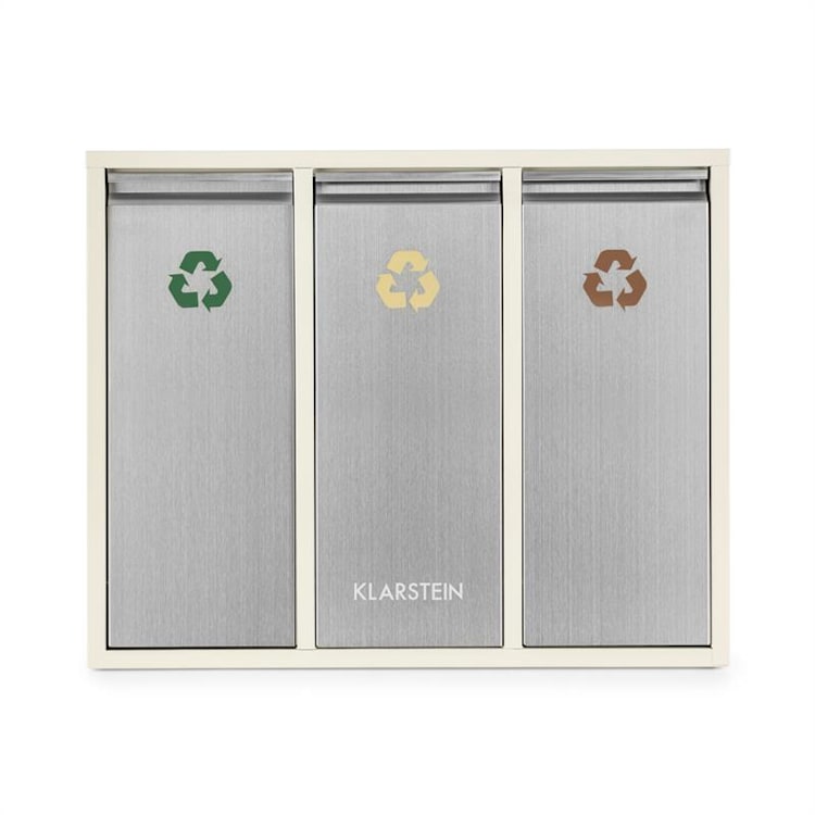 Poubelle écologique triple tri sélectif & recyclage 45L (3x 15L) beige